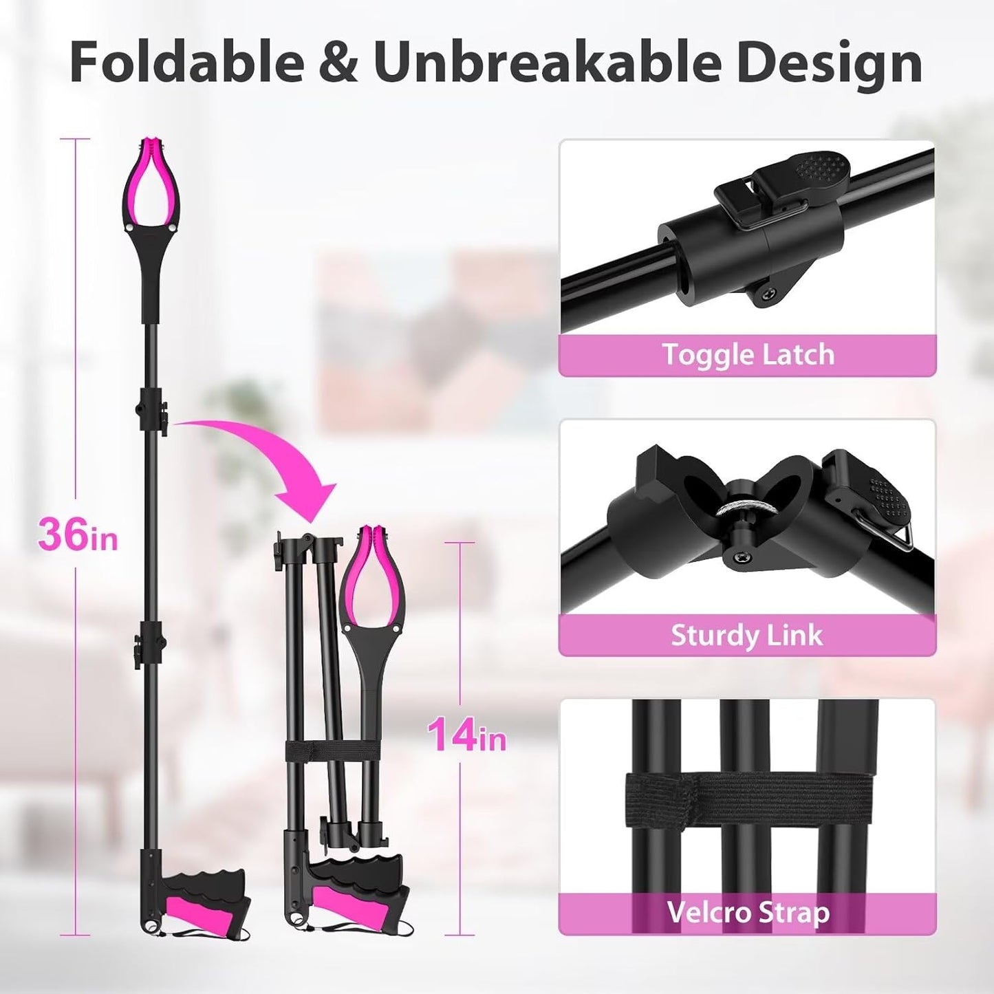 Foldable Grabber With 360° Swivel Clip